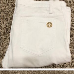 Tory Burch white straight leg jeans